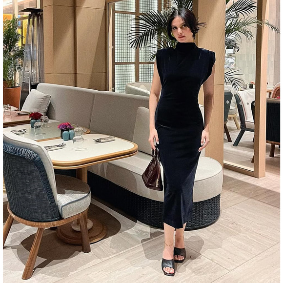 RARE!!! ZARA BLOGGER FAVE! High Collar Midi Dress NWT - Picture 10 of 16